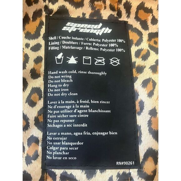 Speed and Strength Woman’s Black Leopard Lined Motorcycle Jacket Embroidered No - Picture 8 of 11